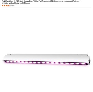 lot 63 image: FEIT ELECTRIC 4 FT. 240-WATT HEAVY-DUTY WHITE FULL SPECTRUM LED HYDROPONIC INDOOR AND OUTDOOR LINKABLE VERTICAL GROW LIGHT FIXTURE. SEE PICTURES