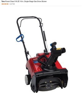 lot 74 image: TORO POWER CLEAR 518 ZE 18 IN. SINGLE-STAGE GAS SNOW BLOWER. SEE PICTURES