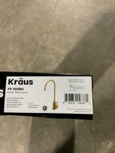 lot 8 image: KRAUS PURITA SINGLE-HANDLE WATER DISPENSER FAUCET FOR WATER FILTRATION SYSTEM IN BRUSHED GOLD. SEE PICTURES
