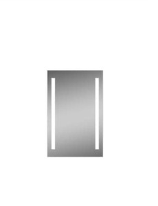 lot 17 image: LTL HOME PRODUCTS MINI MAXX 16 IN. W X 25 IN. H LIGHTED IMPRESSIONS FRAMELESS RECTANGULAR LED LIGHT BATHROOM VANITY MIRROR IN ALUMINUM. SEE PICTURES