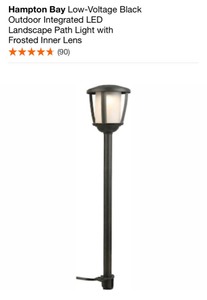 lot 20 image: HAMPTON BAY LOW-VOLTAGE BLACK OUTDOOR INTEGRATED LED LANDSCAPE PATH LIGHT WITH FROSTED INNER LIGHTS. SEE PICTURES