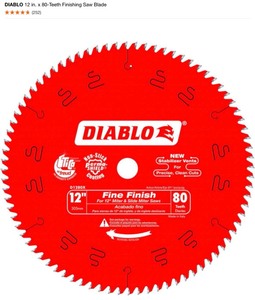 lot 35 image: DIABLO 12 IN. X 80-TEETH FINISHING SAW BLADE. SEE PICTURES