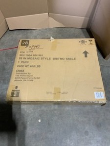 lot 36 image: STYLEWELL 28 IN. METAL AND GLASS MOSAIC PATIO BISTRO TABLE. SEE PICTURES