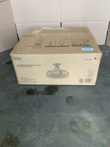 lot 47 image: HOME DECORATORS COLLECTION WINDARA 22 IN. LED INDOORCOVERED OUTDOOR BLACK CEILING FAN WITH LIGHT KIT AND REMOTE CONTROL. SEE PICTURES