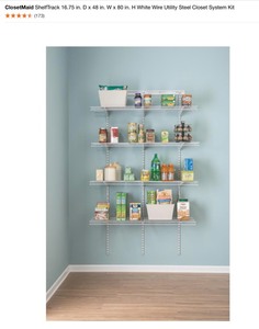 lot 57 image: CLOSETMAID SHELFTRACK 16.75 IN. D X 48 IN. W X 80 IN. H WHITE WIRE UTILITY STEEL CLOSET SYSTEM KIT. SEE PICTURES