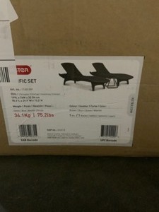 lot 71 image: KETER PACIFIC WHISKEY BROWN ALL-WEATHER ADJUSTABLE RESIN PATIO CHAISE LOUNGER WITH SIDE TABLE (3-PIECE SET). SEE PICTURES