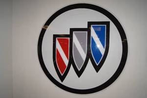 lot 11 image: Double Sided Neon Lit Large Round Buick Dealership Sign - 53 Diameter