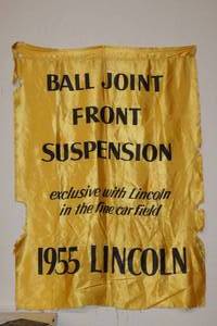 lot 24 image: 1955 Lincoln Ball Joint Front Suspension Dealership Banner