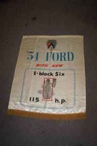 lot 32 image: 1954 Ford I-Block Six Dealership Banner
