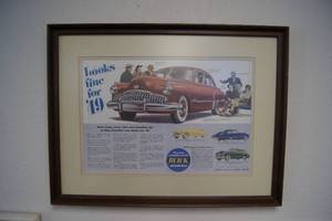lot 44 image: Framed 1949 Buick Advertisement