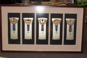 lot 48 image: Framed Mixed Media 5 Piece Art Set - Opus - Joy Broe