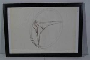 lot 69 image: 1957 Herb Stalzer Automobile Steering Wheel Rendering - Framed