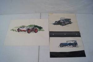 lot 65 image: Glen Winterscheidt Colorized Automobile Drawings - Art School