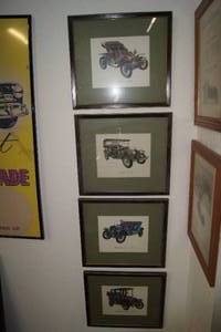 lot 91 image: Framed 4 Piece Vehicle Art Set