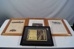lot 93 image: Vintage Framed Automobile Ads