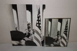 lot 158 image: (2) Black and White Photos of Billy Graham at 350th Ann. Of Pilgrim Landing