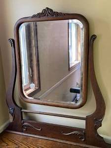 lot 148 image: 3 Drawer Antique Dresser With Mirror