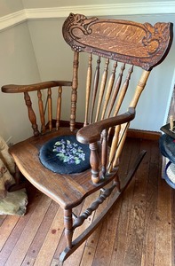 lot 172 image: Vintage Rocking Chair with a Needlepoint Seat