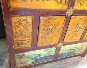 lot 12 image: Amazing Vintage Tibetan Wood Cabinet