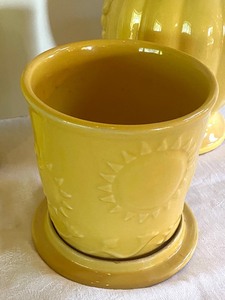 lot 20 image: Two Yellow McCoy Vases and a Vintage Yellow Planter