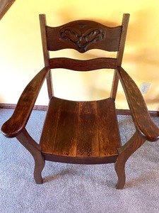 lot 47 image: Antique Chair with Wind God Carving