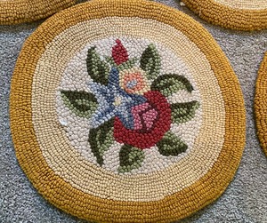 lot 46 image: Six Hooked Rug Round Chair Pads