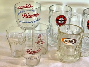lot 200 image: Variety of Fun Drinking Glasses including Hamms and A & W