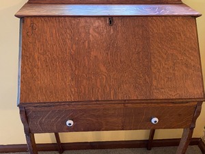 lot 210 image: Antique Oak Secretary Desk