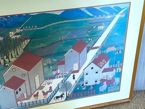 lot 218 image: Framed Folk Art Print Manhattan Farm