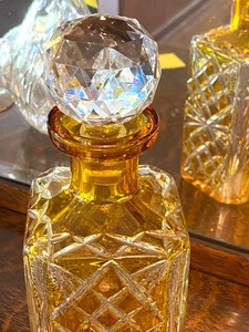 lot 211A image: Beautiful Cut Glass Yellow Decanter