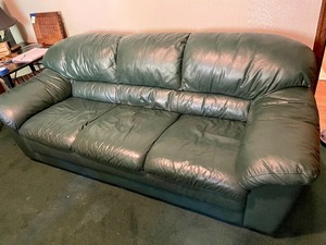 lot 282 image: Green Leather Sofa