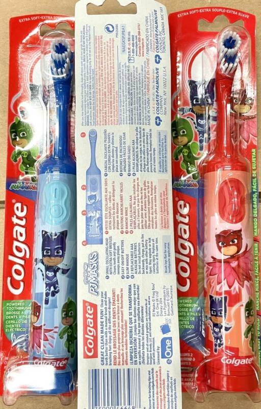lot 48 image: Lot Of 3 Colgate PJ Masks Battery Powered Children Electric Toothbrushes. 