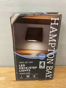 lot 89 image: Hampton Bay Solar Bronze Integrated LED Downcast Deck Lights- 4 Pack