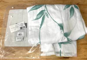 lot 46 image: Aqua Green Leaf Printed Shower Curtain