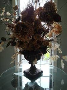 lot 97 image: Metal Planter with Faux Floral