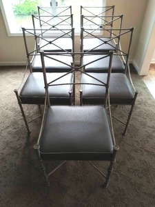lot 3 image: Seven Metal Dining Chairs