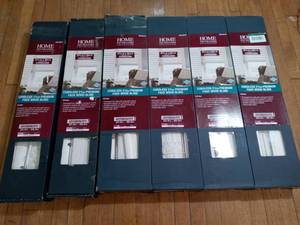 Mixed lot of White Cordless Room Darkening 2.5 in. Premium Faux Wood Blind for Window  by Home Decorators Collection- mixed sizes - see pictures