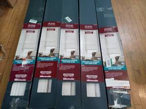 White Cordless Room Darkening 2.5 in. Premium Faux Wood Blind for Window - 66 in. W x 64 in. L by Home Decorators Collection- set of 5