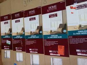 Mixed White Cordless Room Darkening 2 in. Faux Wood Blind for Window - sizes & conditions  by Home Decorators Collection-see pictures