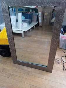 24 in. W x 35 in. H Framed Rectangular Anti-Fog Bathroom Vanity Mirror in Silver Finish by Home Decorators Collection- open box not used- see pictures