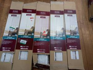 Mixed lot of White Cordless Room Darkening 2 in. Faux Wood Blind for Window by Home Decorators Collection- mixed sixes & conditions- see pictures