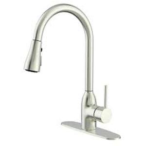 Single-Handle Pull-Down Sprayer Kitchen Faucet in Brushed Nickel by Runfine- see pictures