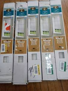 White Cordless Room Darkening 1 in. Vinyl Mini Blind for Window or Door - 27 in. W x 72 in. L by Hampton Bay- set of 5 -see pictures