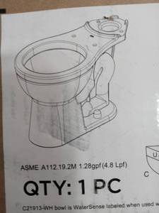 Foundations Round Front Toilet Bowl Only in White by Delta- open box not used - see pictures