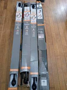 Adjustable 58 in. Single Decorative Window Curtain Rod in Black- set of 4 - mixed conditions - see pictures