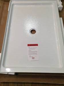 Classic 400 48 in. L x 34 in. W Alcove Shower Pan Base with Center Drain in High Gloss White by Delta - open box not used - see pictures