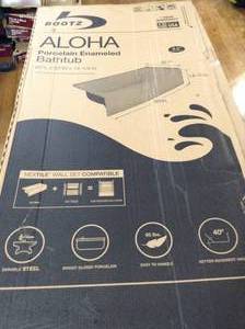 Aloha 60 in. Left Drain Rectangular Alcove Soaking Bathtub in White by Bootz Industries- see pictures