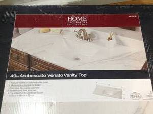 49 in. W Marble Vanity Top in Arabescato Venato by Home Decorators Collection - open box not used - see pictures