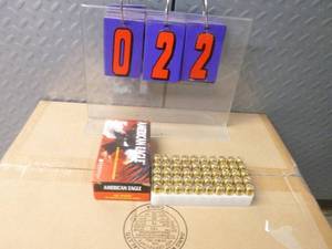 lot 22 image: Box of 45 ammo. As shown.