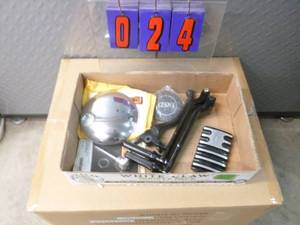 lot 24 image: Box of misc. Harley parts. As shown.